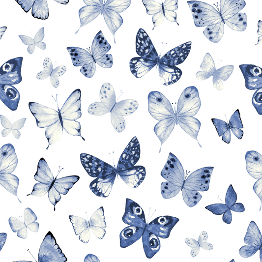 Blue watercolour butterflies