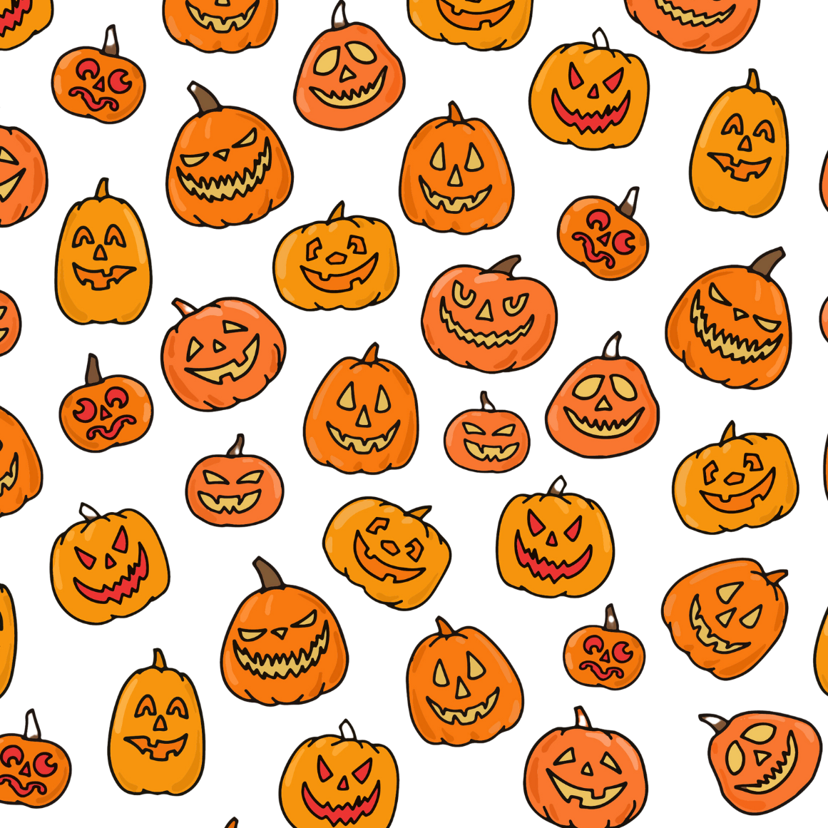 Cartoon jack-o-lanterns on white background