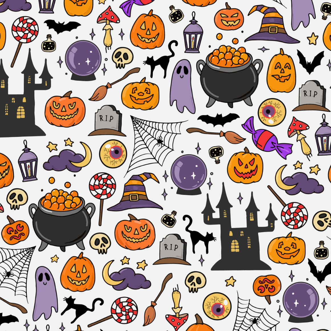 Halloween party print on white background