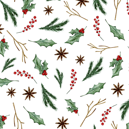 Holly jolly Christmas print on white background