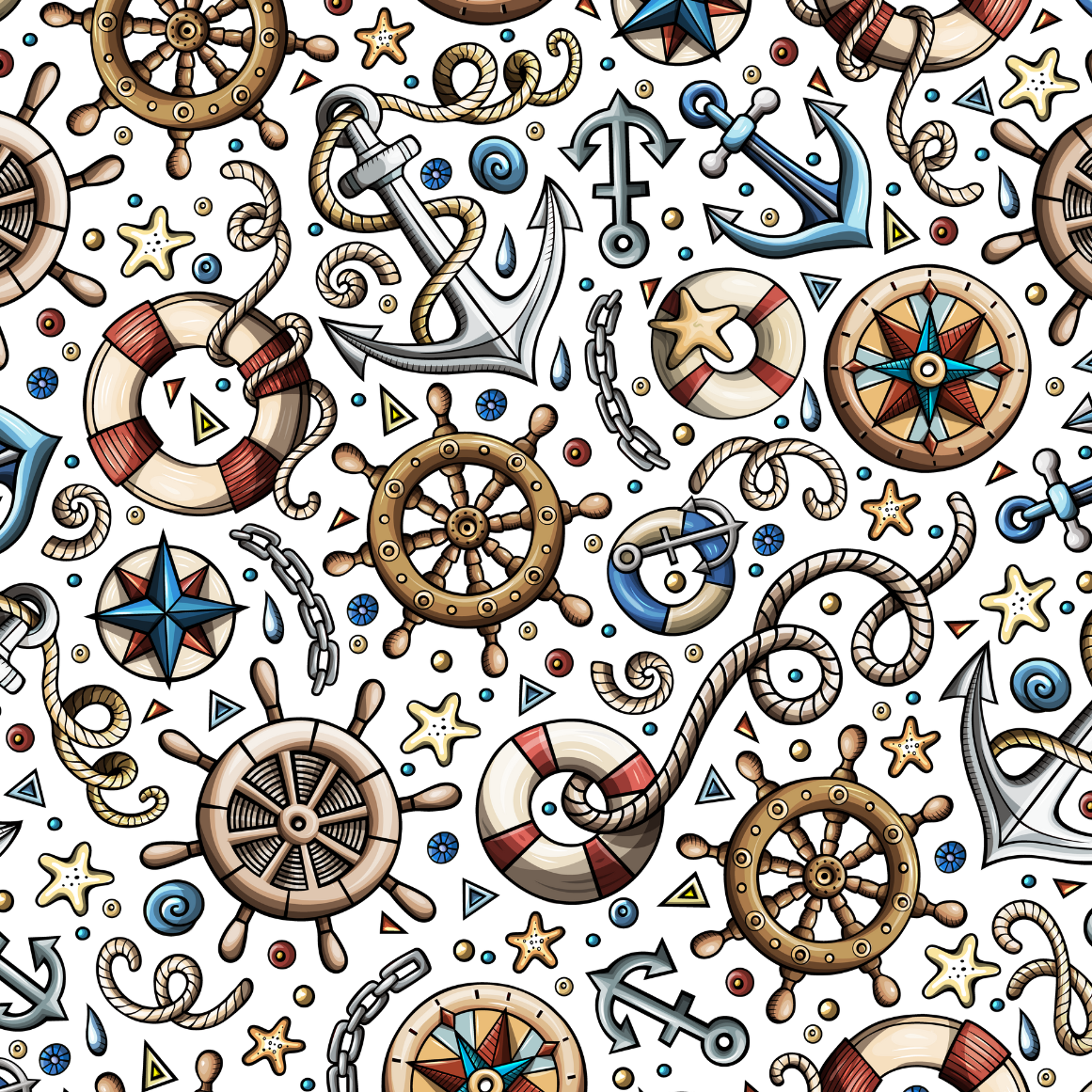 Ship ahoy anchors print on white background