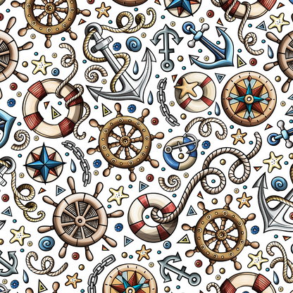 Ship ahoy anchors print on white background